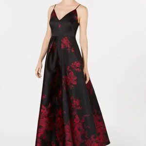 Calvin Klein Floral-Print Plunge Gown